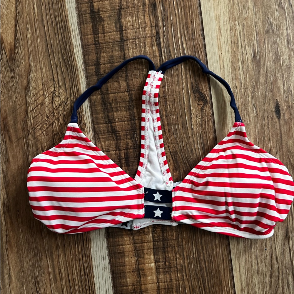 Xhilaration 🇺🇸 Red White Blue Star & Stripe Bikini Top USA